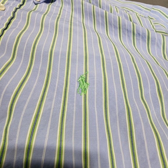 Ralph Lauren classic fit button down shirt XL 17 light blue stripe cotton - Picture 2 of 8